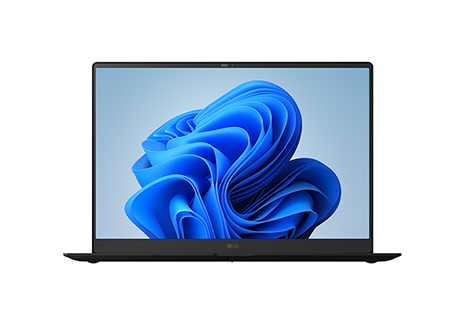 Front image of laptop with Copilot+ Bloom wallpaper