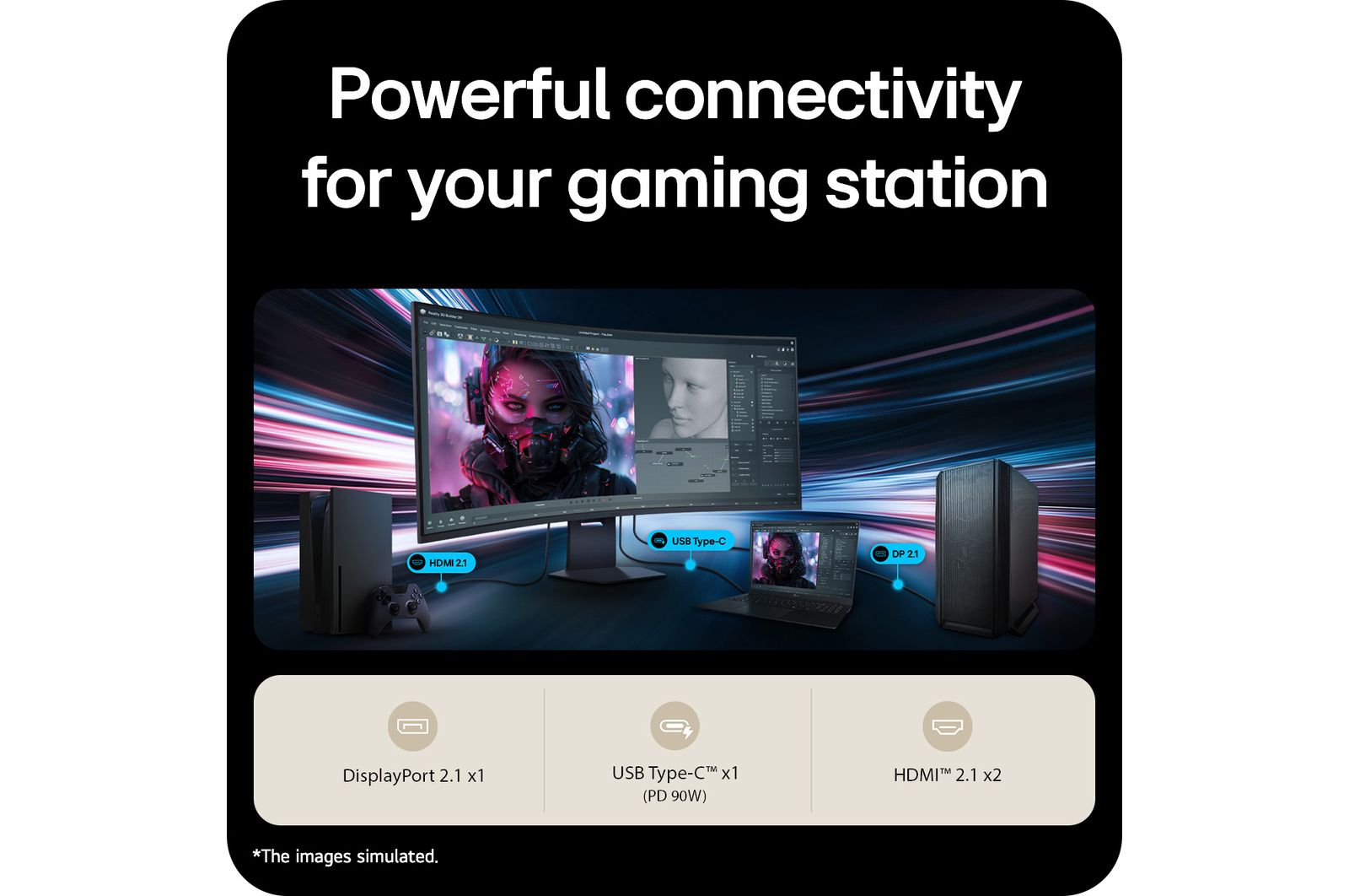 Rear view of a 52-inch UltraGear evo G9, 5K2K 240Hz Gaming Monitor (52G930B)