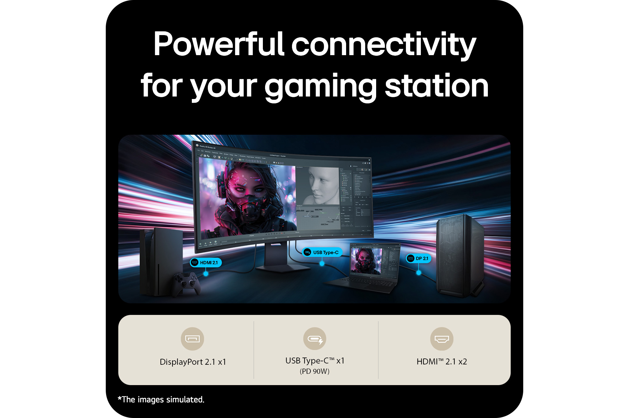 Rear view of a 52-inch UltraGear evo G9, 5K2K 240Hz Gaming Monitor (52G930B)