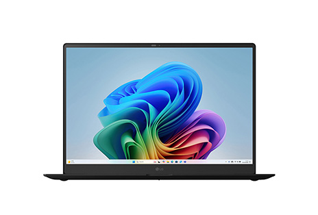 Vue avant d'un ordinateur portable avec fond d'écran Copilot+ Bloom