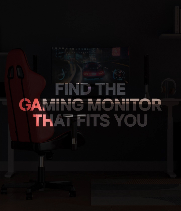 Un moniteur UltraGear central placé sur un bureau élégant affiche des jeux vidéo en constante évolution dans différents genres, tels que les FPS, les jeux de course et les jeux d’aventure, tandis que l’environnement qui l’entoure change de manière dynamique pour mettre en valeur les jeux dans divers contextes.