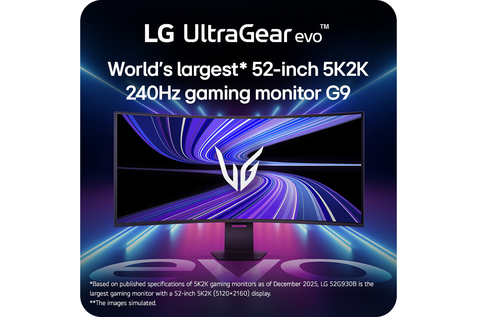 Right side view of a 52-inch UltraGear evo G9, 5K2K 240Hz Gaming Monitor with tilt adjustment  (52G930B)