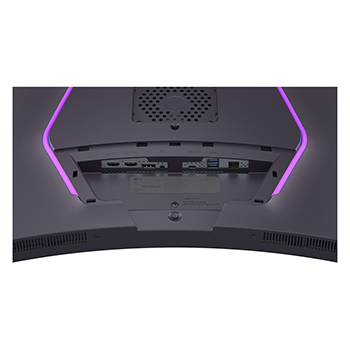 Close-up view of the stand base on a 52-inch UltraGear evo G9, 5K2K 240Hz Gaming Monitor (52G930B)