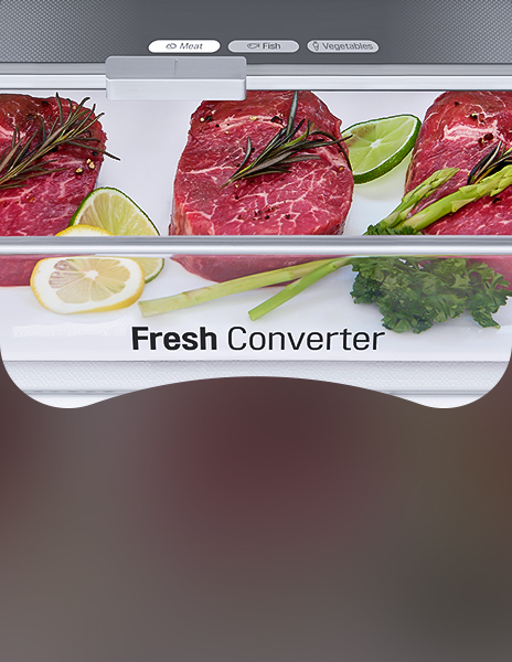 LG side-by-side fridge with door-in-door open showing drinks in a modern kitchen