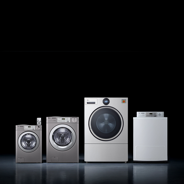 Lineup of LG commercial laundry machines highlighting reliability, durability, and efficient performance	