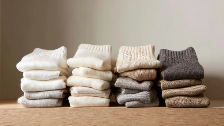folded underwear and socks stacked neatly showing small everyday laundry essentials	