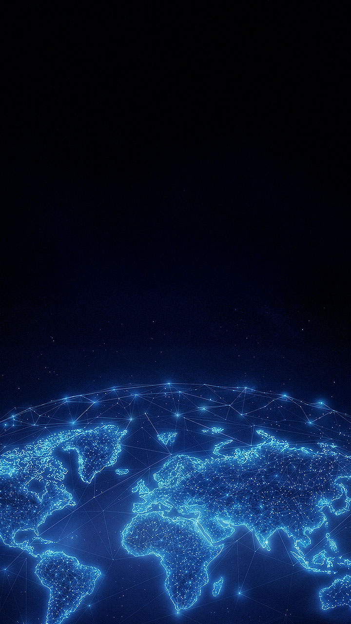 LG reliability visual with a glowing blue world map on a dark background, representing LG home appliances trusted worldwide