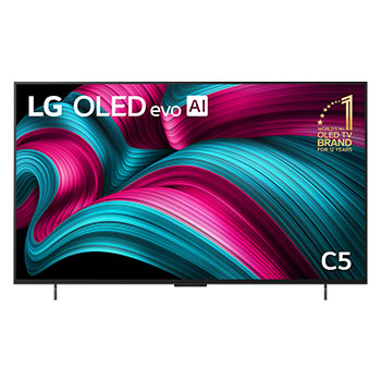 Front view of 42 inch LG OLED evo AI C5 4K Smart TV 2025 OLED42C5PSA