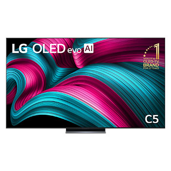 Front view of 83 inch LG OLED evo AI C5 4K Smart TV 2025 OLED83C5PSA