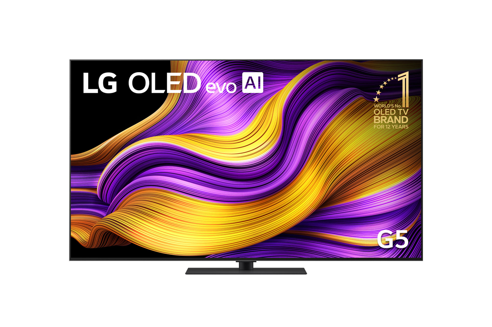 Front view of 65 inch LG OLED evo AI G5 4K Smart TV 2025 OLED65G5SET