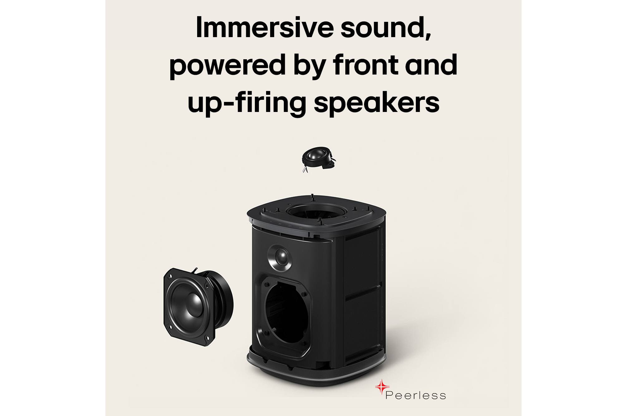 LG Sound Suite M5 speaker with Peerless front and up-firing speaker arrays for immersive 3D audio expereince