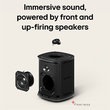 LG Sound Suite M5 speaker with Peerless front and up-firing speaker arrays for immersive 3D audio expereince