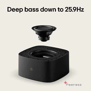 LG Sound Suite W7 woofer with deep bass precision control for wireless surround sound system