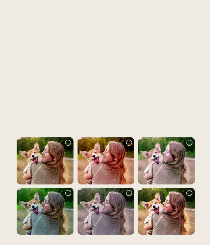 LG Micro RGB evo AI MRGB95 with AI Picture Wizard shows multiple versions of the same photo arranged in a grid, allowing users to select preferred options that guide the creation of personalized pictures on screen.