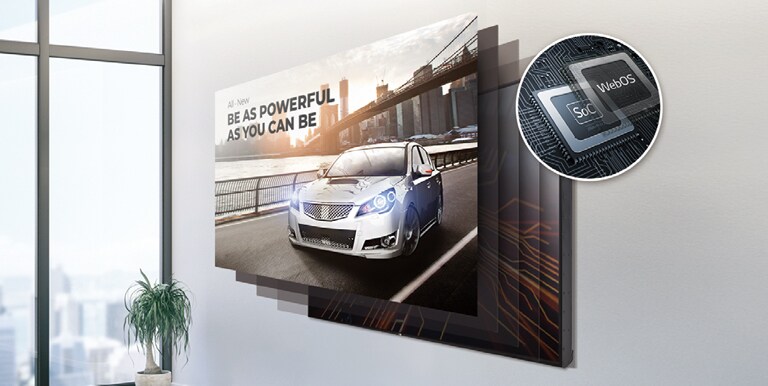 The included SoC and webOS smart signage platform demonstrate its ability to execute several tasks at once.