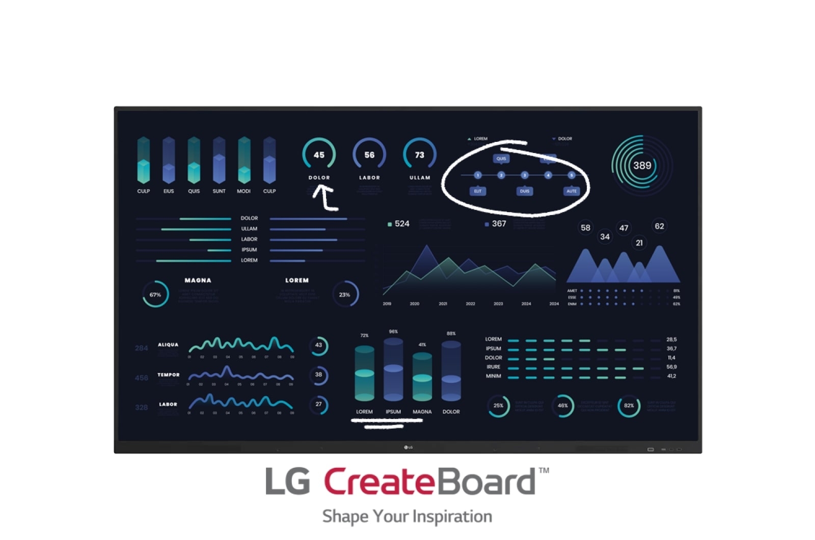 Front view of LG CreateBoard™ - Interactive Whiteboard with Writing Software and Built-in Front Speakers 65TR3DJ-B