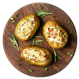 Cheesy Jacket Potatoes with Crisp Bacon