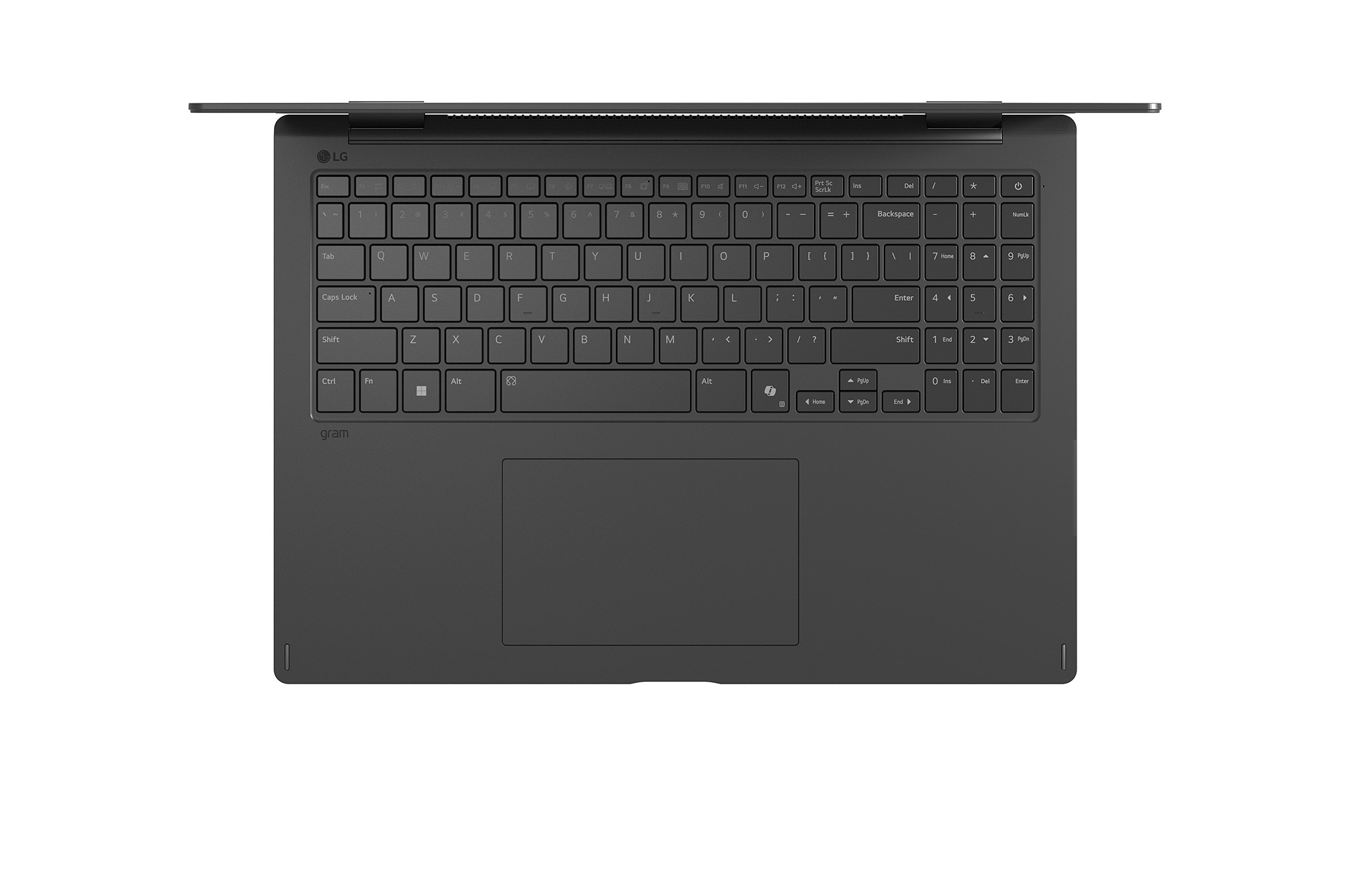 Top-down view of keyboard