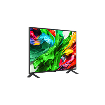 Slightly-angled right-facing side view of LG QNED evo QNED85 TV