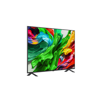 Slightly-angled right-facing side view of LG QNED evo QNED85 TV
