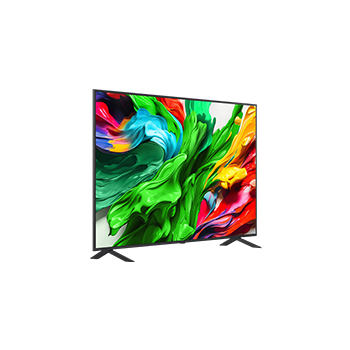 Slightly-angled right-facing side view of LG QNED evo QNED85 TV