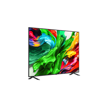 Slightly-angled right-facing side view of LG QNED evo QNED85 TV