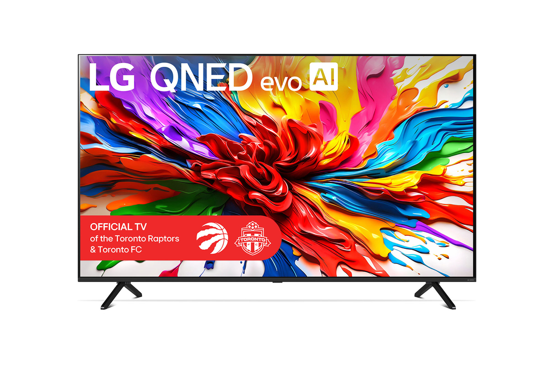 Front view of 65 inch LG QNED evo AI QNED92 MiniLED 4K Smart TV 2025 65QNED92AUA