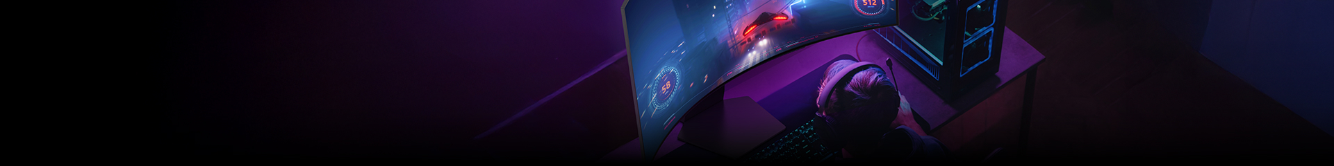 An image of you playing a game in a dimly lit room.