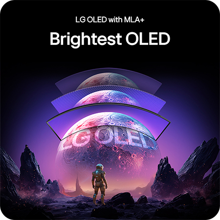 LG Monitor 45GX900A highlighting LG OLED with MLA+ technology, delivering the brightest OLED picture with superior contrast for stunning visual quality.