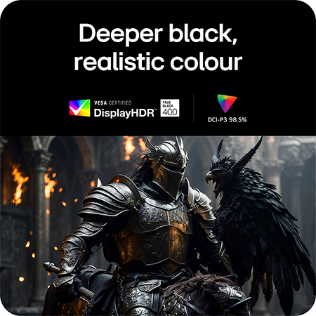 LG Monitor 45GX900A delivers deeper black and realistic color via VESA DisplayHDR™ 400 (True Black) certification and 98.5% DCI-P3 color gamut.