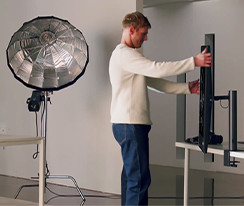 Scene of photographer with ergo.
