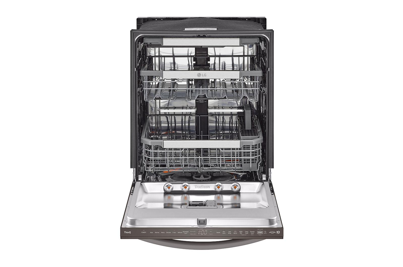 Side view of LG 24" 1-Hour Wash & Dry, TrueSteam®, QuadWash® Pro & Dynamic Heat Dry™ 42 dB, Top Control, Black Stainless, LG - LDTH7972D