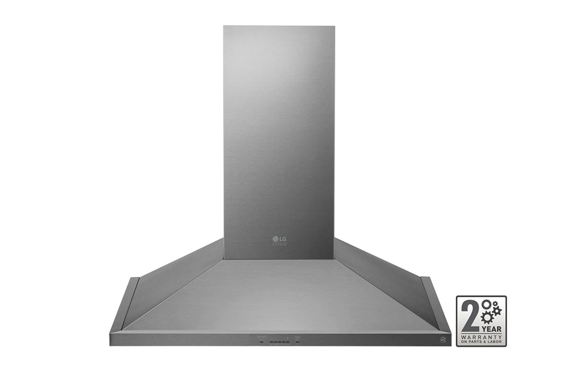 Front view of LG LG STUDIO 30" Wall Mount Chimney Hood, Stainless Steel - LSHD3080ST