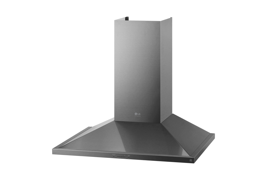 Side view of LG LG STUDIO 30" Wall Mount Chimney Hood, Stainless Steel - LSHD3080ST