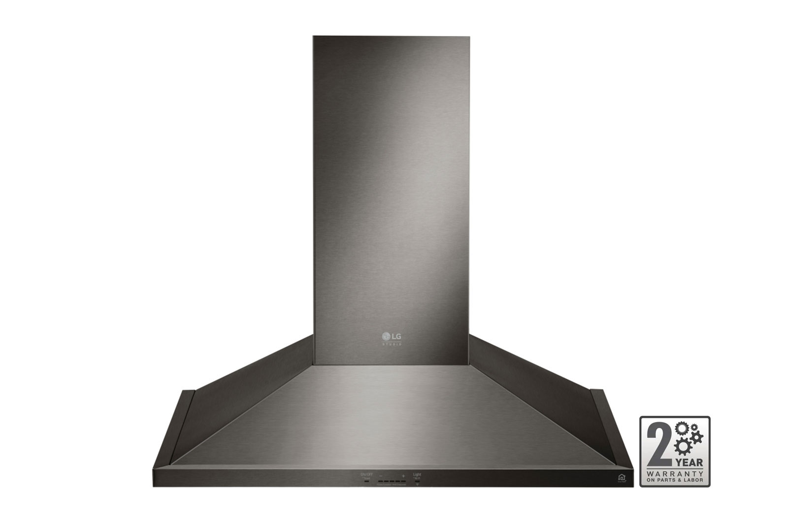 Front view of LG LG STUDIO 30" Wall Mount Chimney Hood, Black Stainless Steel - LSHD3089BD