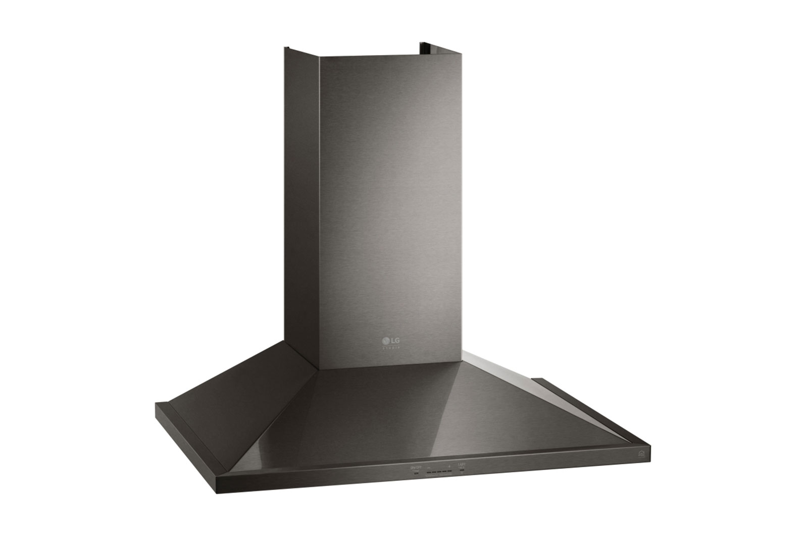 Side view of LG LG STUDIO 30" Wall Mount Chimney Hood, Black Stainless Steel - LSHD3089BD