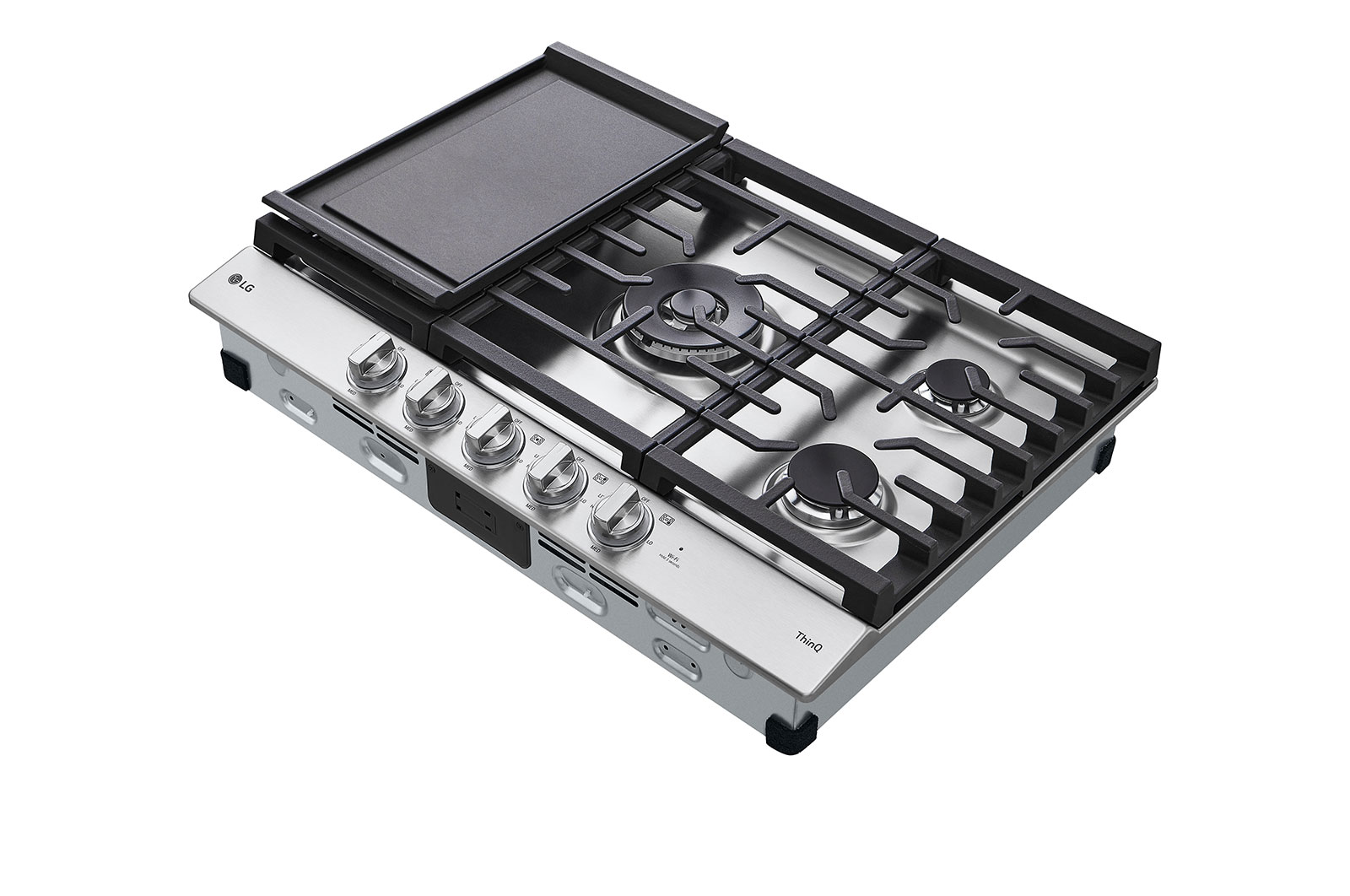 LG 30” Gas Cooktop | UltraHeat™ 22K BTU, Dual Burner, LED Knobs, EasyClean® & Smart, Stainless, CBGJ3027S