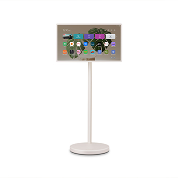 Front view of LG StanbyME 2 on the stand.