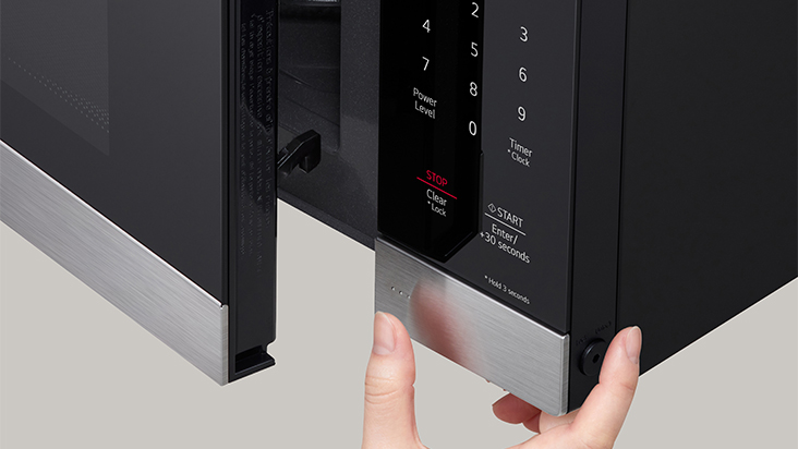 Child-resistant 2-step opening door 