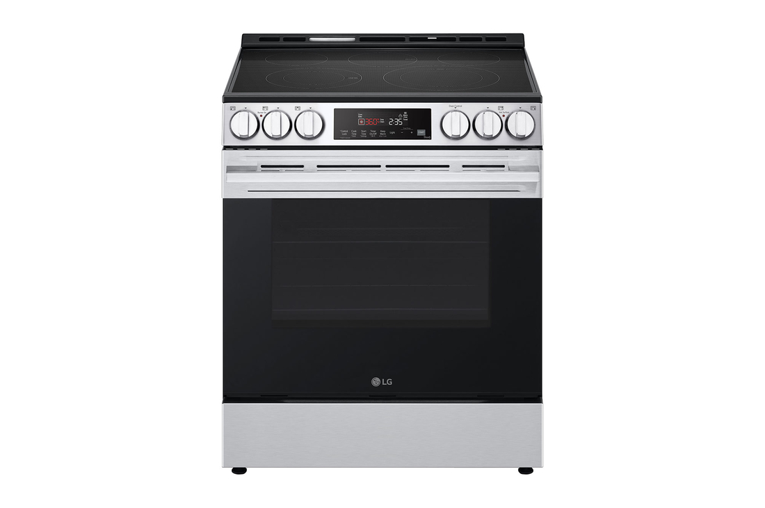 Front view of 30" Elec. 6.3 cu ft. Range | Fan Convection, Air Fry , SelfClean, EasyClean®& Smart, Stainless (LSEL6333XE)