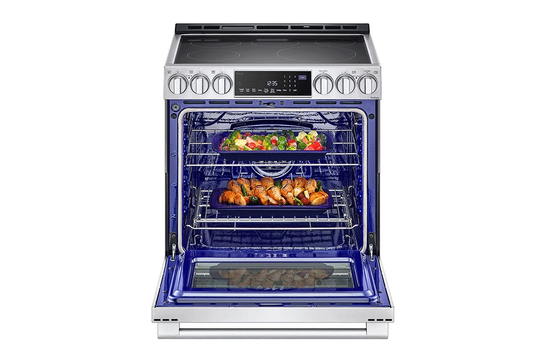 LG STUDIO 30" Elec. 6.3 cu ft. Range | Probake Convection, Air Sous-Vide, Air Fry, SelfClean, EasyClean®& Smart, Stainless, Slide-in, LSES6338F