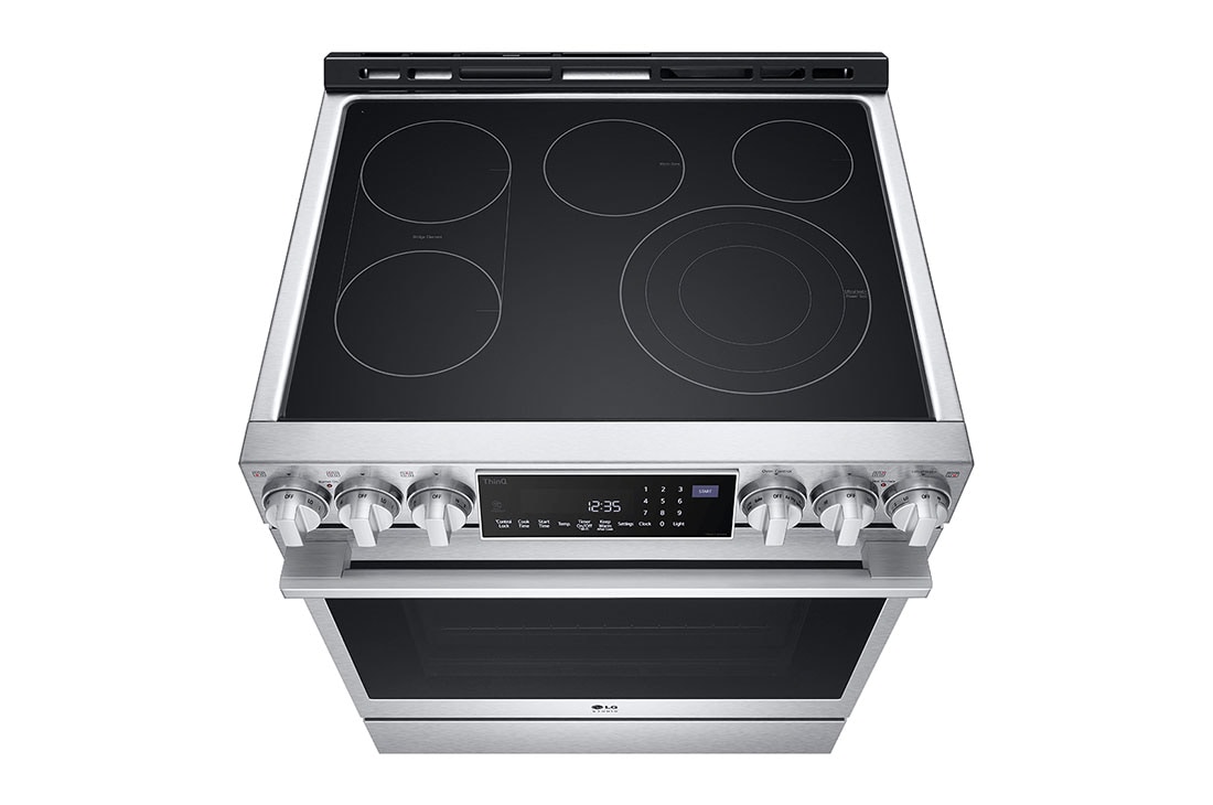 LG STUDIO 30" Elec. 6.3 cu ft. Range | Probake Convection, Air Sous-Vide, Air Fry, SelfClean, EasyClean®& Smart, Stainless, Slide-in, LSES6338F