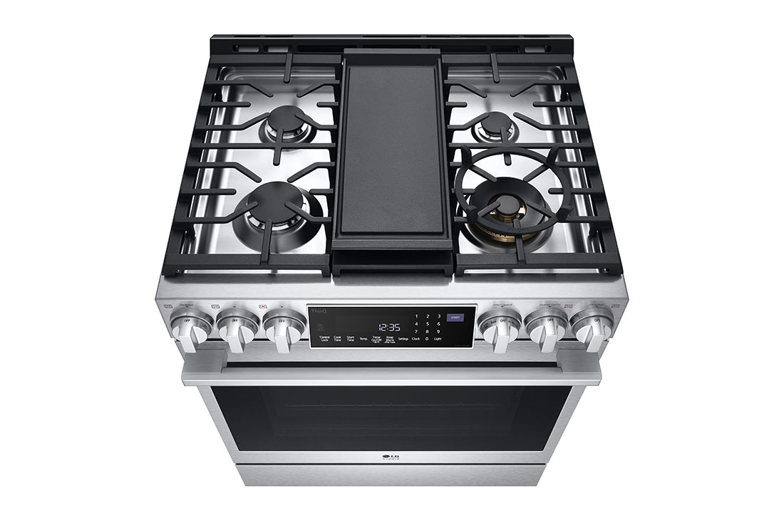LG STUDIO 30" Gas 6.3 cu ft. Range | Probake Convection, Air Sous-Vide, Air Fry, SelfClean, EasyClean®& Smart, Stainless, Slide-in, LSGS6338F