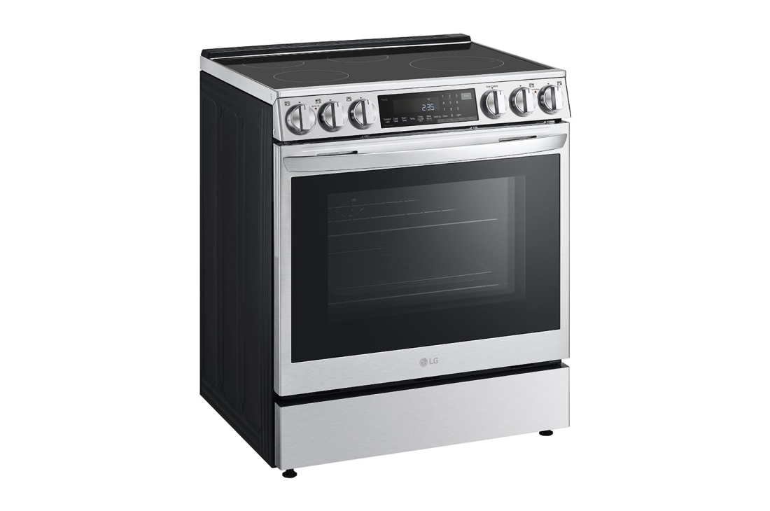 Side view of LG 30" Induction 6.3 cu ft. Range | Probake Convection, Air Sous-Vide, Air Fry, InstaView®, SelfClean, EasyClean®& Smart, Stainless, Slide-in - LSIL6336F