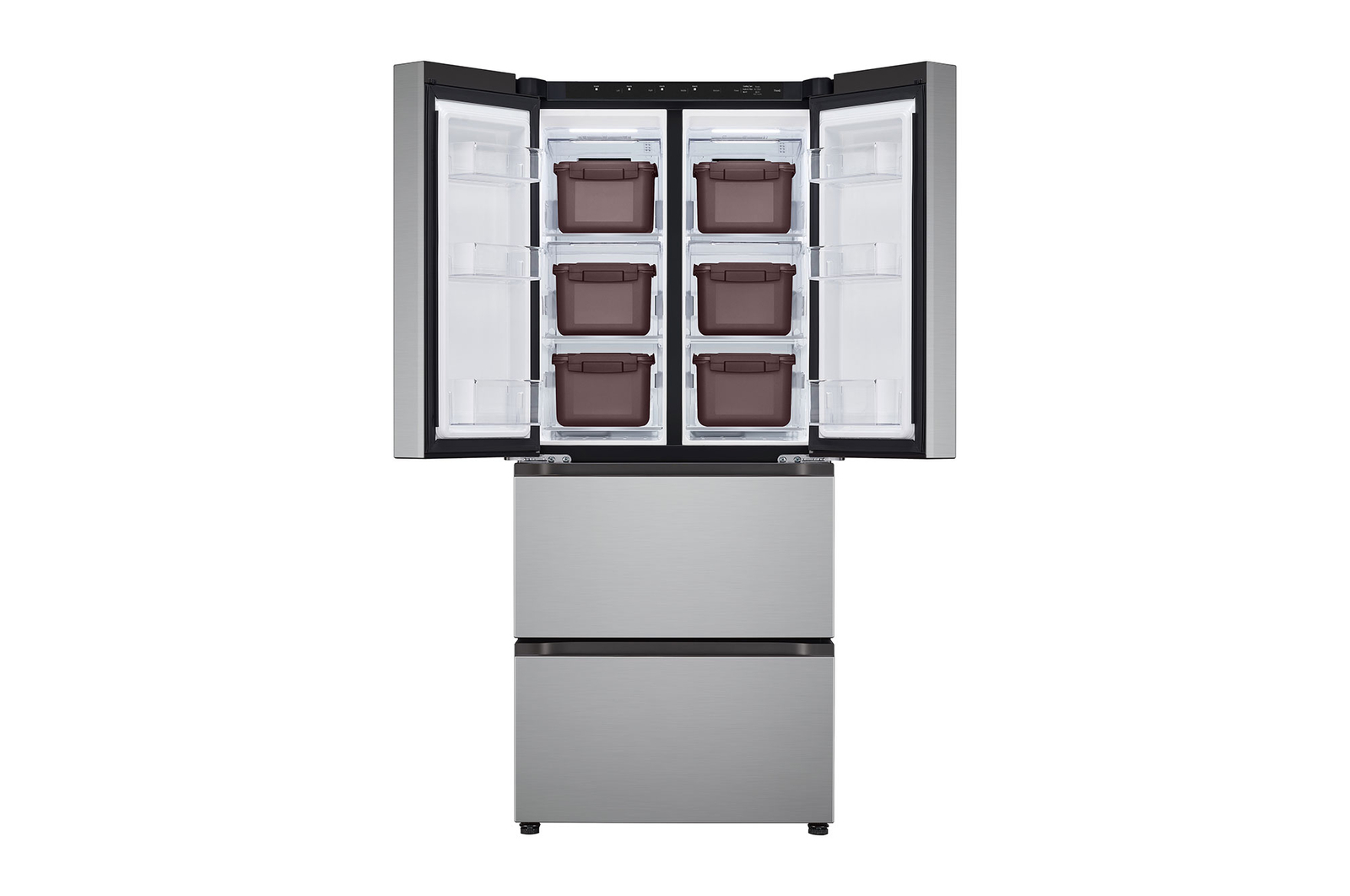 Front open view with trays