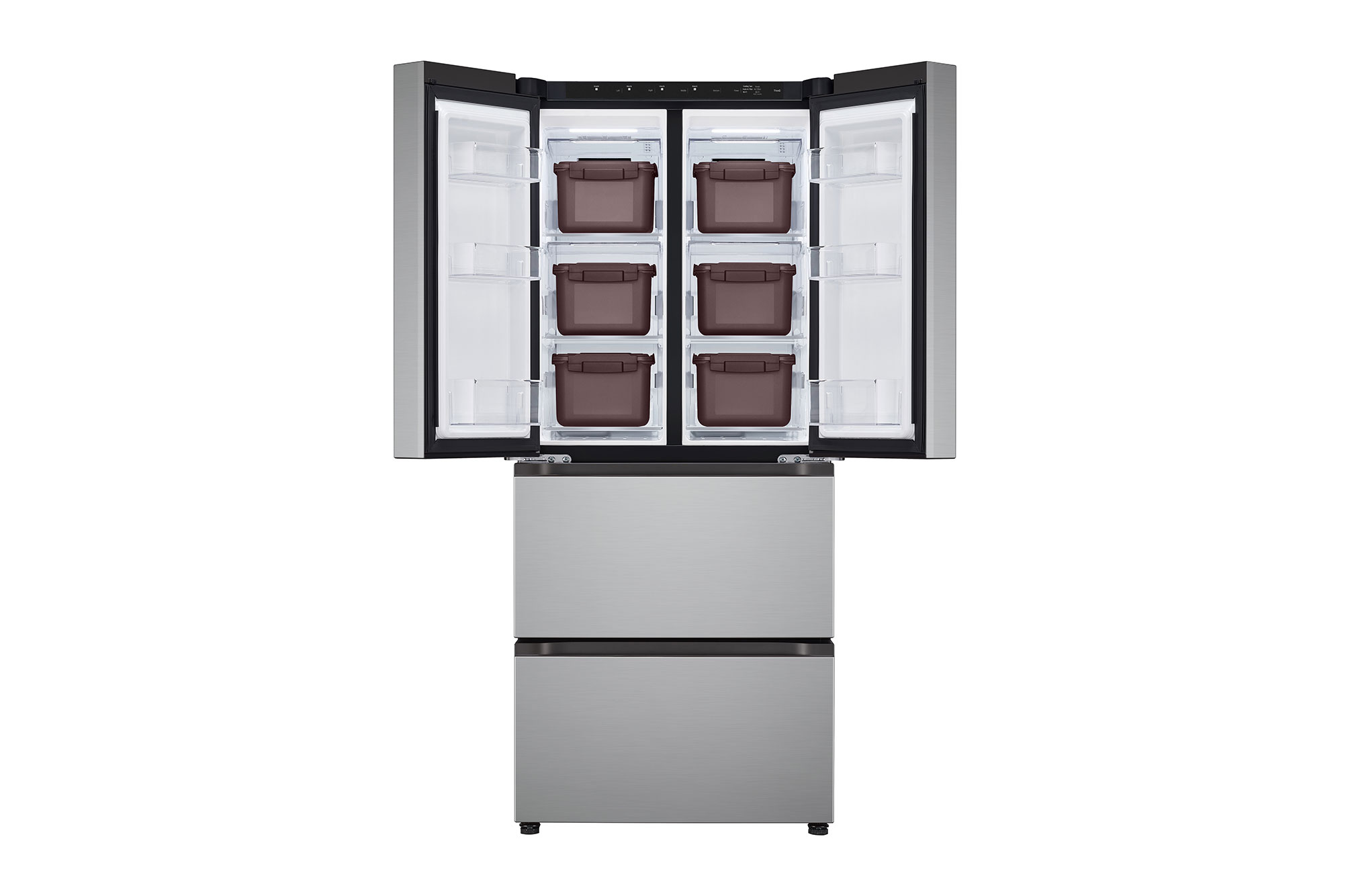 Front open view with trays