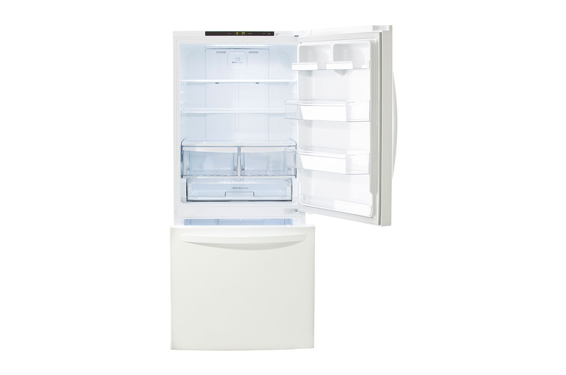Side view of LG 30" 22 cu.ft. Standard-Depth Bottom Freezer Refrigerator - LRDNS2200W