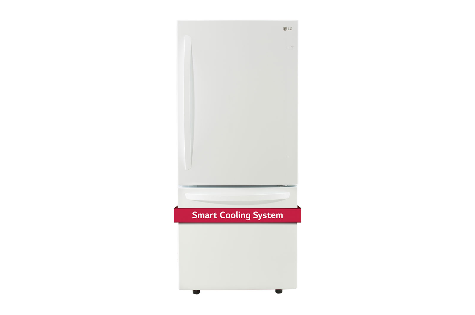 Front view of LG 30" 22 cu.ft. Standard-Depth Bottom Freezer Refrigerator - LRDNS2200W