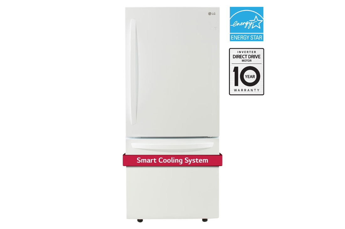 Front view of LG 30" 22 cu.ft. Standard-Depth Bottom Freezer Refrigerator - LRDNS2200W