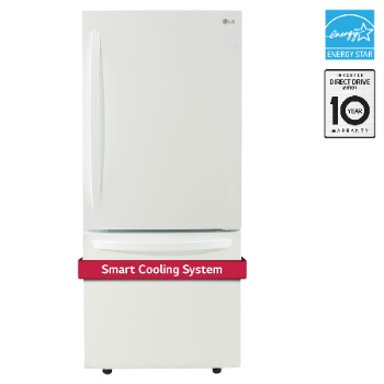 Front view of LG 30" 22 cu.ft. Standard-Depth Bottom Freezer Refrigerator - LRDNS2200W